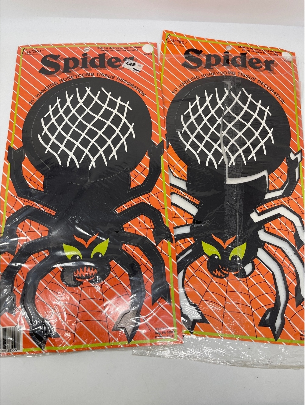 Vintage Eureka Halloween Spider Honeycomb Paper Tissue Hanging Decoration Lot 2